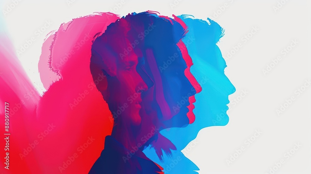 A Close-up Shot Abstract Watercolor Silhouettes of Watercolor business silhouettes, vibrant overlapping hues