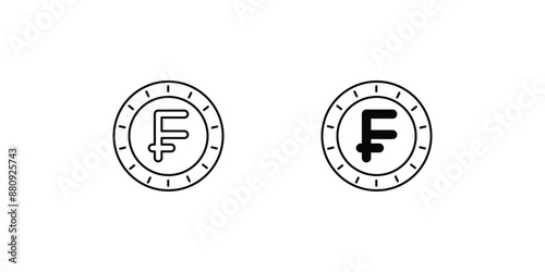 swiss franc set icon with white background vector stock illustration
