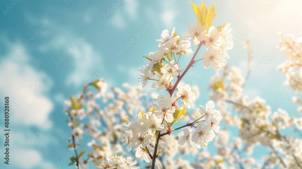 Spring blossoms against blue sky with blank space Spring blossoms against blue sky with blank space