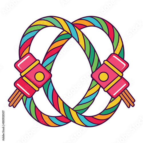A neat vector image of two interlaced friendship bracelets on a white background