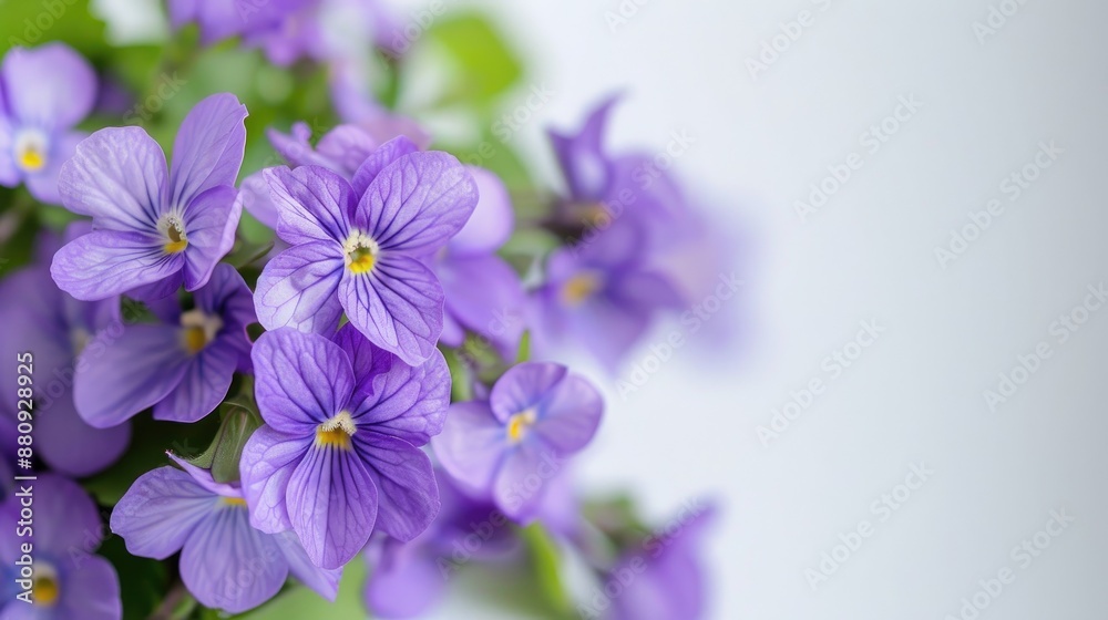 Sweet smelling violets in a spring bouquet on white background Easter theme Close up with blurred background Sweet smelling violets in a spring bouquet on white background Easter theme Close up with blurred background