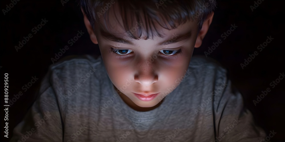 A boy focused on a smartphone highlighting online risks like cyberbullying. Concept Internet Safety, Cyberbullying, Technology Use, Child Protection, Online Awareness A boy focused on a smartphone highlighting online risks like cyberbullying. Concept Internet Safety, Cyberbullying, Technology Use, Child Protection, Online Awareness