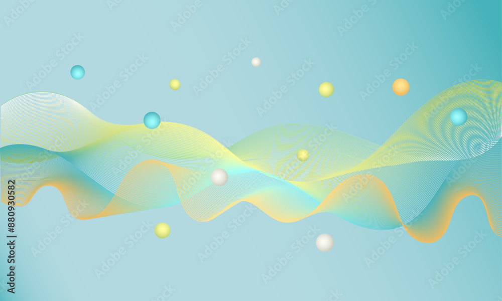 Colorful gradient wave background with balls and wavy lines. Colorful gradient wave background with balls and wavy lines.