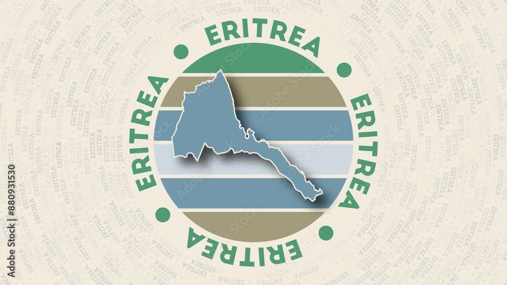 Eritrea logo intro. Badge with the circular name and map of country. Elegant Eritrea round logo animation.