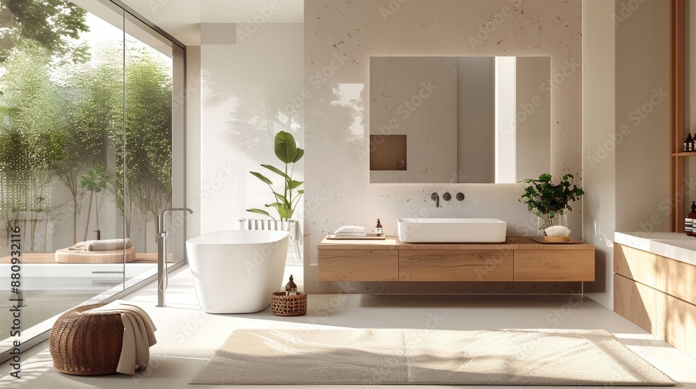 Fototapeta premium Stylish white sink in modern bathroom interior