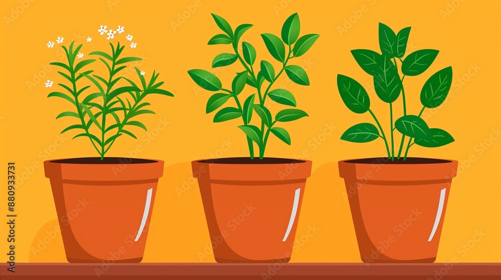 Obraz premium Growing herbs, balanced propagation methods, flat design illustration
