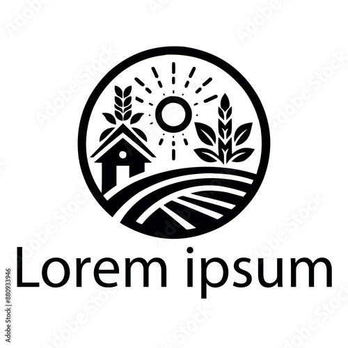 A black agriculture logo on white simple background