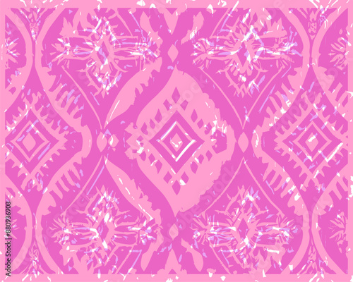 Pink Ikat pattern ornament, fabric artistic design