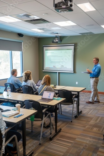 Interactive Leadership Development Program in Modern Conference Room Setting for Professional Training