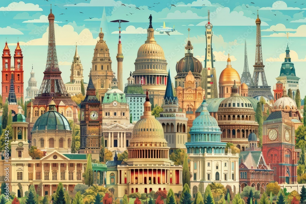 Obraz premium Famous Landmarks Around The World.