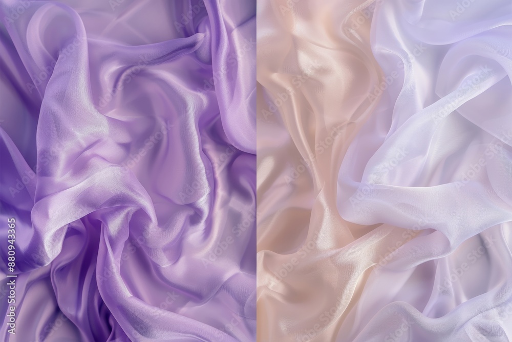 Obraz premium Mesmerizing and elegant abstract design featuring silk fabric in purple and peach shades