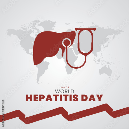 world hepatitis day, 28 july hepatitis day,simple typography and world map concept about hepatitis day editable social media template,  simple typography, eps file.