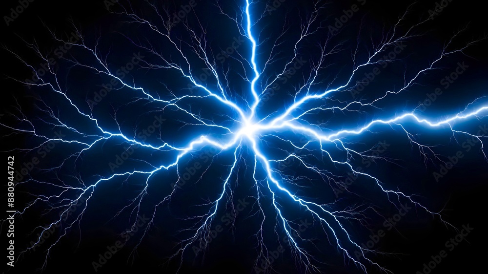 Blue flash of lightning electric on black background. Strong energy, storm, power, thunder light effects
Blue flash of lightning electric on black background. Strong energy, storm, power, thunder light effects