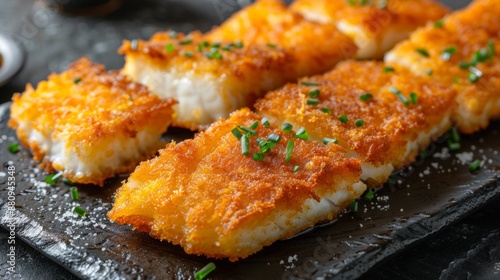 The national cuisine of Japan. Flounder fish cutlets.  photo