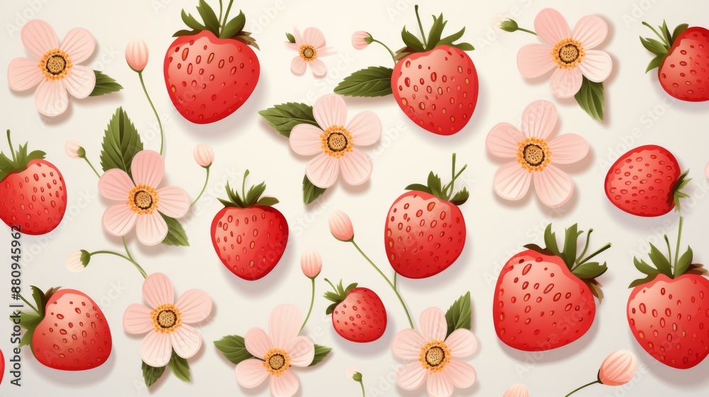 Delicate Strawberry and Blossom Pattern Delicate Strawberry and Blossom Pattern