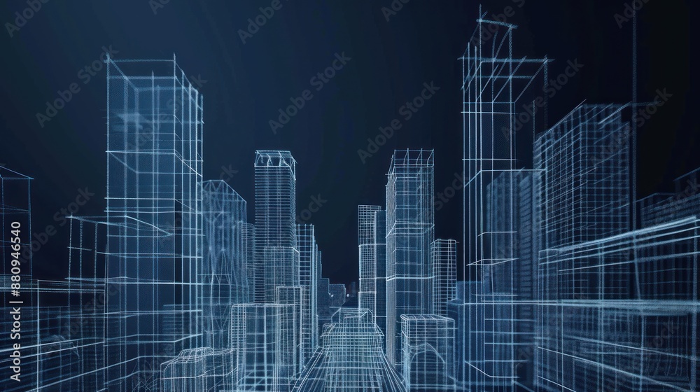 Digital Cityscape: A Wireframe Visualization of an Urban Environment