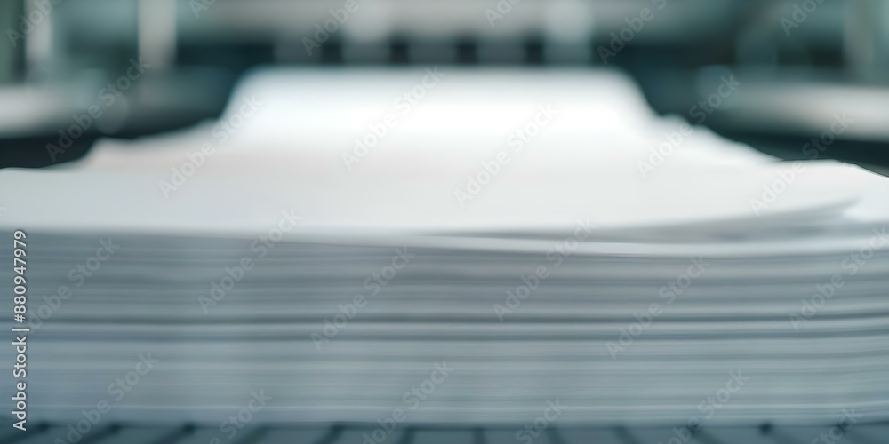 Cool-Toned Closeup of Paper Ejecting from Printer. Concept Technology, Office Equipment, Printing Process, Paperwork, Closeup Photography Cool-Toned Closeup of Paper Ejecting from Printer. Concept Technology, Office Equipment, Printing Process, Paperwork, Closeup Photography