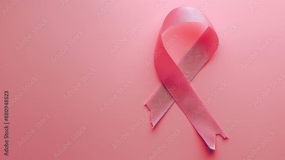 Breast cancer awareness Pink ribbon on pink background Breast cancer awareness Pink ribbon on pink background