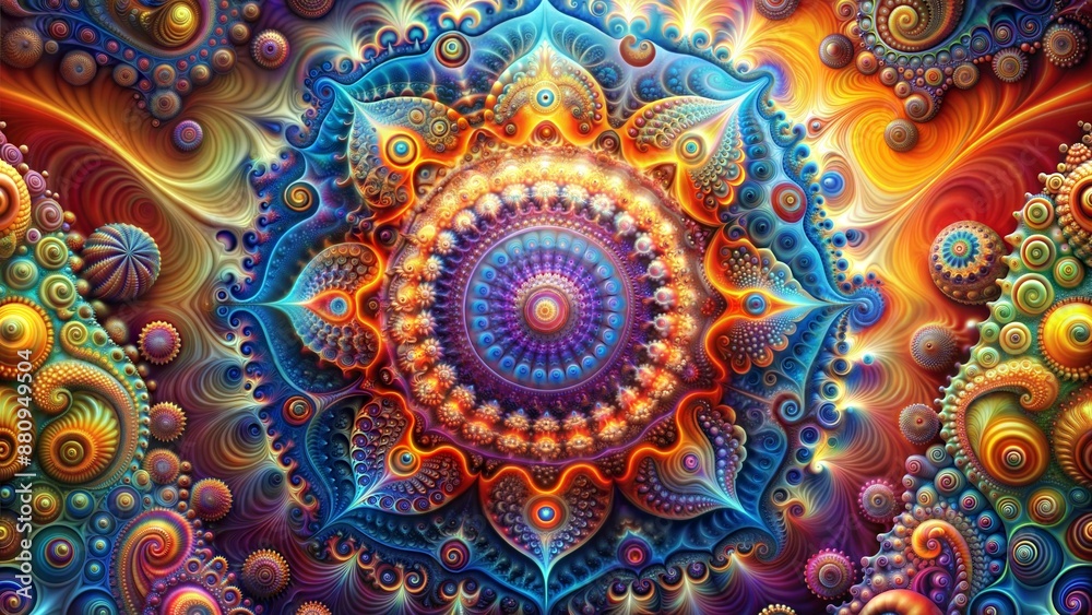 A colorful, abstract painting of a flower with many different colors A colorful, abstract painting of a flower with many different colors