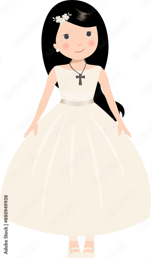 Beautiful girl with communion dress. My First Communion girl. Beautiful girl with communion dress. My First Communion girl.