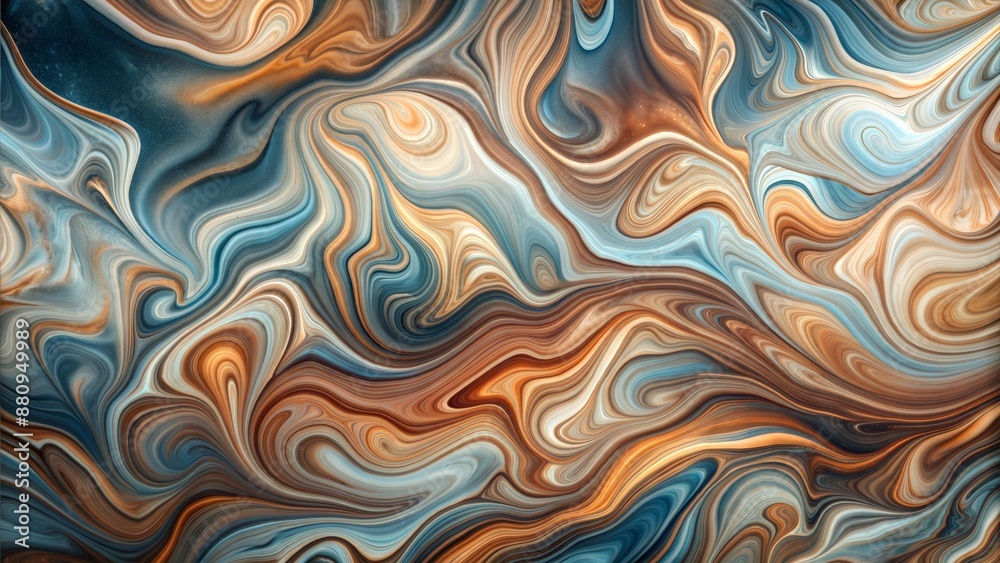 A painting of a wave with a blue and orange swirl A painting of a wave with a blue and orange swirl