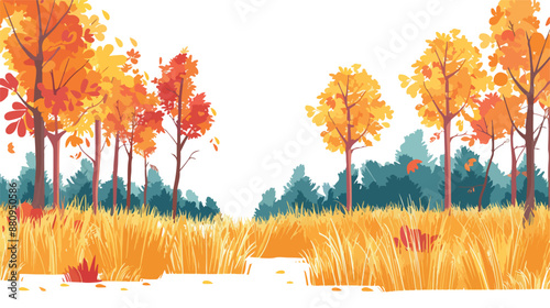 Autumn landscape with closeup tall grass and colorful
