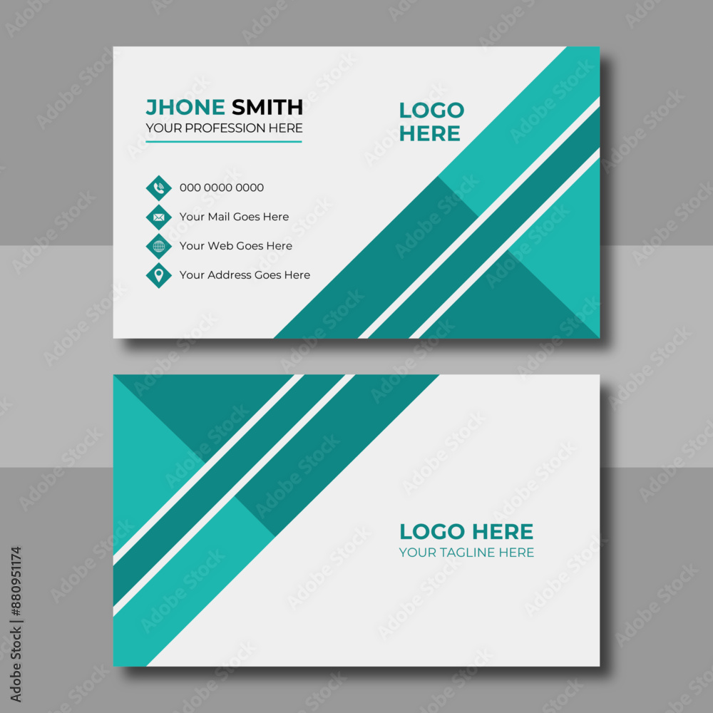 Fototapeta premium Simple business card design. business card design for business and personal use. print ready, vector illustration design, horizontal layout 