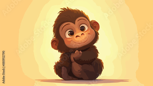 Baby Gorilla cute and tiny cartoon style. Focal point