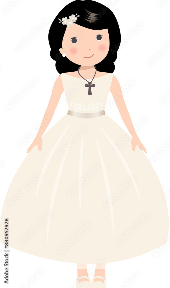 Beautiful girl with communion dress. My First Communion girl. Beautiful girl with communion dress. My First Communion girl.
