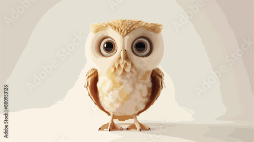 Baby owl cartoon tiny cute and adorable owl. 3D illustrator photo