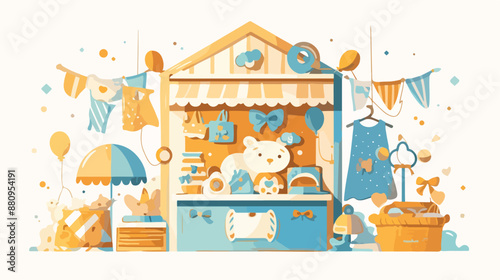 Baby Shop Logo flat vector style isolated on white 