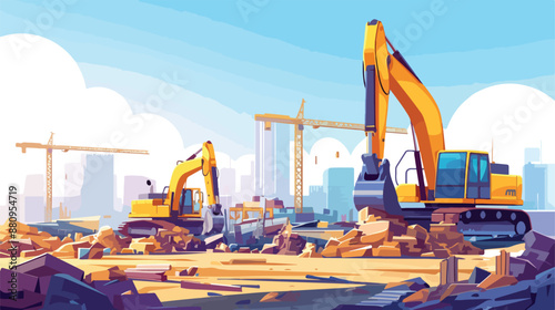 Background of construction site. flat vector style 