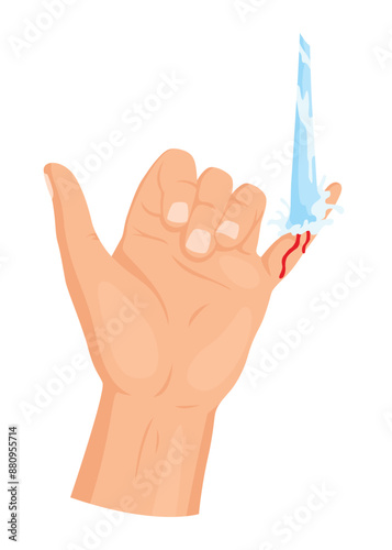 Hands injured skin and procedures of bandaging. First aid for wound. Medicine cure or treatment. First emergency help for human hand trauma
