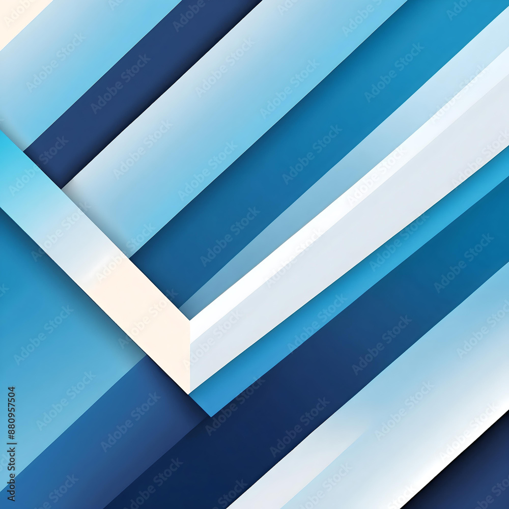 Obraz premium Blue and white layered abstract design featuring overlapping shapes and smooth gradients for a modern aesthetic