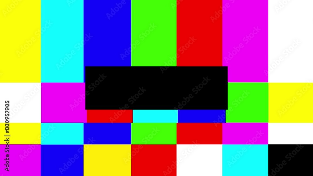 Television screen error color bars technical problems.