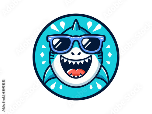 shark logo design cool sunglass vector