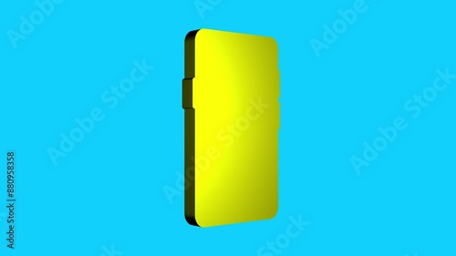 3d rotating modern mobile smart phone icon animation on a syan colour background. photo
