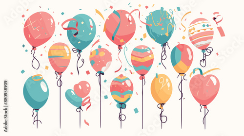 balloons with confetti. Birthday party valentines day