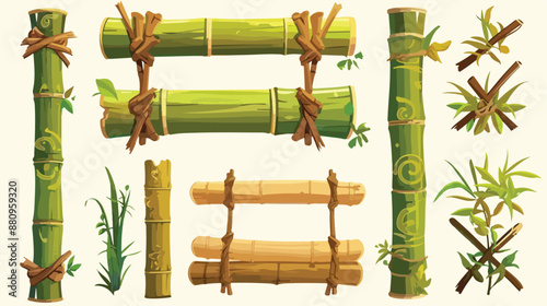 Bamboo frames. Wood stick banners of various shapes