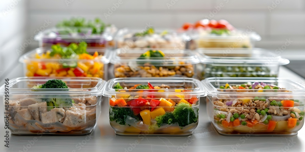 Organized Weekly Meal Prep with Containers for Prepared Meals. Concept Meal Planning, Healthy Recipes, Food Storage, Cooking Tips, Nutrition Advice Organized Weekly Meal Prep with Containers for Prepared Meals. Concept Meal Planning, Healthy Recipes, Food Storage, Cooking Tips, Nutrition Advice