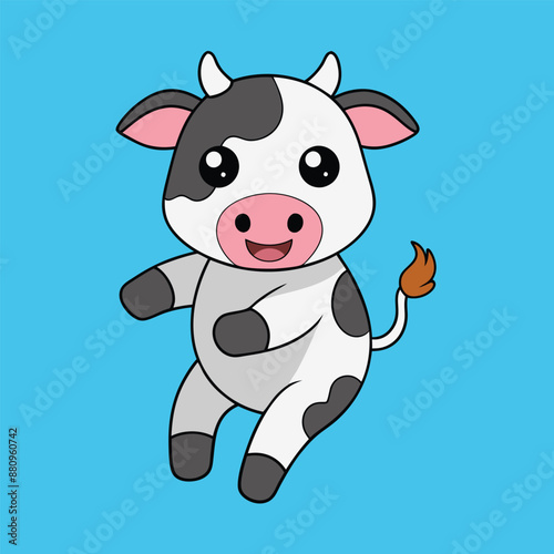 Jumping Cow Cartoon Vector Graphic Design