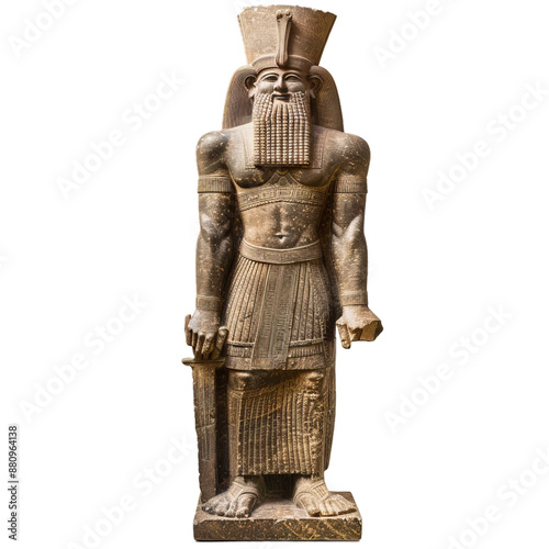 Detailed image of an ancient mesopotamian god sculpture with a transparent background for easy usage photo