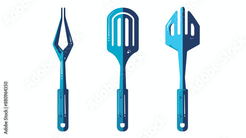 BBQ tongs vector line icon isolated on white background