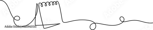 Table calendar wavy frame. Continuous one line drawing.