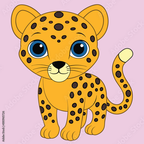 Baby Leopard Cartoon Vector Graphic Design