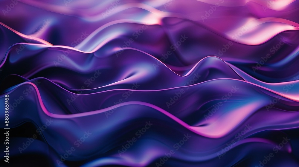 Fototapeta premium Dynamic and Fluid Waves of Purple and Blue Creating an Abstract, Futuristic Scene. Generative AI