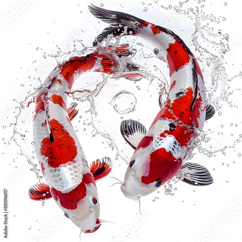 Wallpaper Mural Two Koi Fish Splashing in Water. Torontodigital.ca