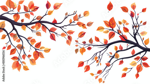 Beautiful autumn leaves on branches with a bright sky