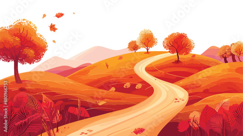 Beautiful autumn terrain view with a path leading up
