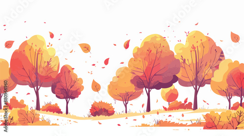 Beautiful autumn trees with colourful leaves 